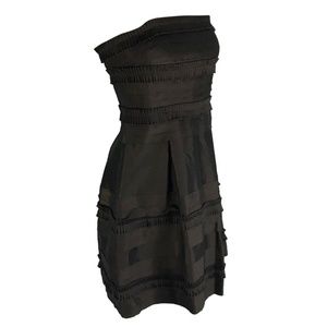 Strapless Cocktail Dress Brown Taffeta Party Prom